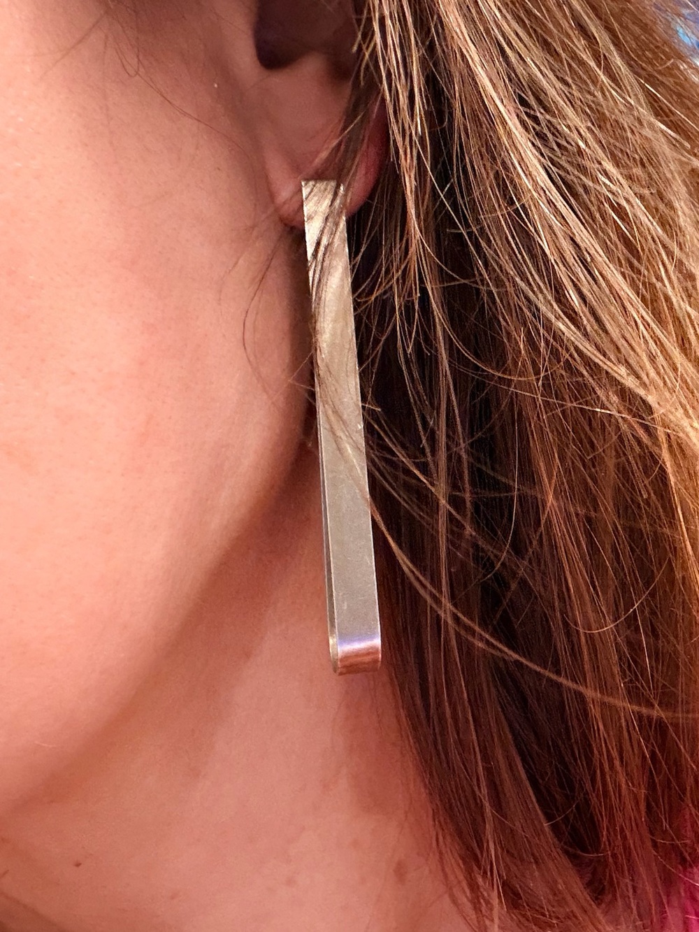 Sarah Briggs - Sleek Silver Bar Drop Earrings - Modern Women Jewelry